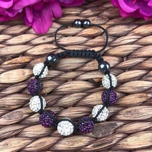 Crystal Pavé Beaded Black Purple Rhinestone Kikiballa Bracelet